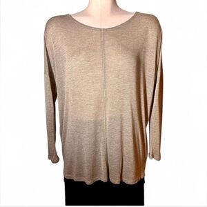 J Roberts Neutral Tan Minimalist Long Sleeve Knit Top Size M